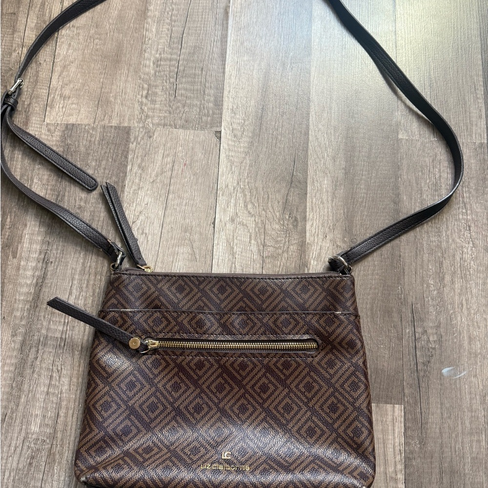 Liz Claiborne Dark Brown Patterned Crossbody Bag